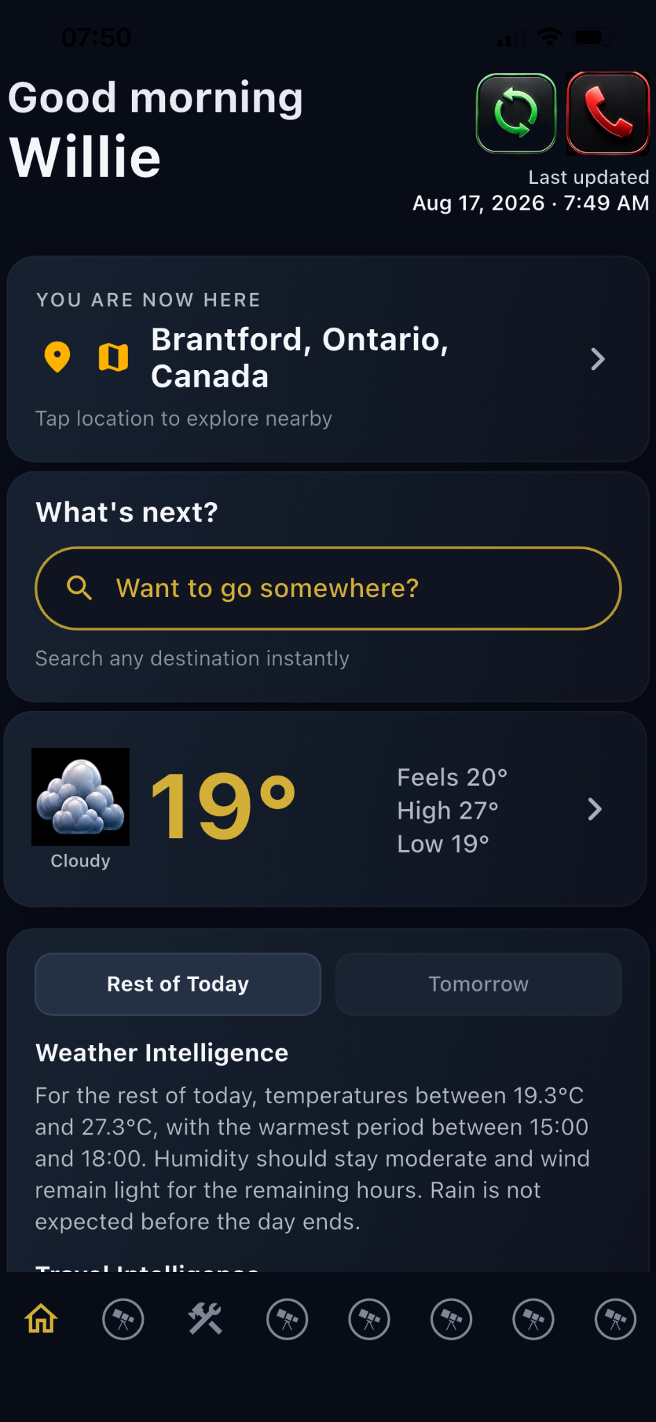 ExploraBuddy home screen