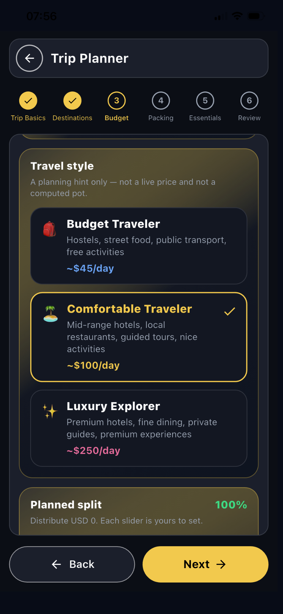 Trip planner route